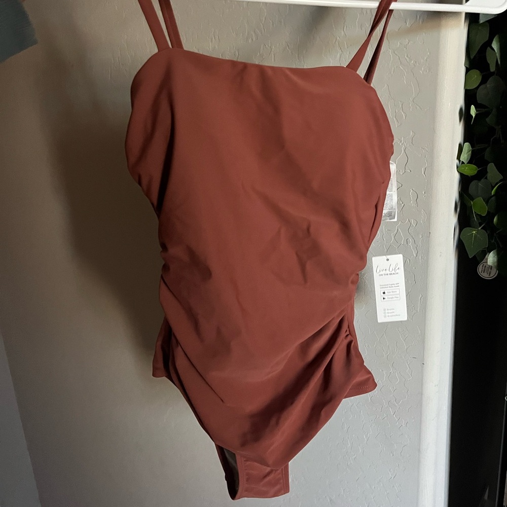 Cupshe Rust Brown Double-Strap One-Piece Swimsuit